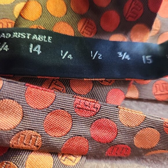 Lee Allison Bow Tie Men's 100% Silk Tie The Original Adjustable Orange Circles - Picture 5 of 9